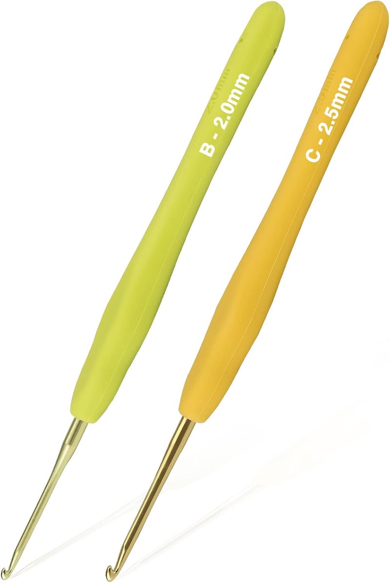 YOJOB 2Pack Size B / 2mm, C / 2.5mm Crochet Hooks, Super Smooth & Ergonomic for Beginner and Advanced (2.0mm, 2.5mm) - Image 1